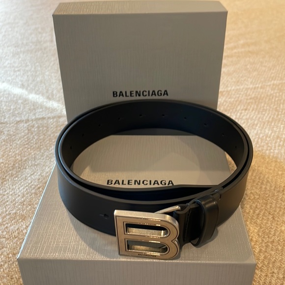 Balenciaga Other - Balenciaga B Belt Size 95 Black with Silver Buckle